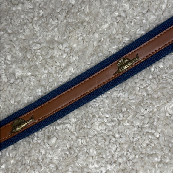 Men's Belt Leather Canvas and Leather Fish Metal Dorado Mahi Mahi Size 38 - Picture 10 of 12